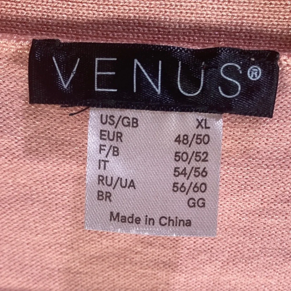 Venus Womens XL Pink Rose Gold Sequin Stripe Button‎ Front Cardigan Sweater NWOT